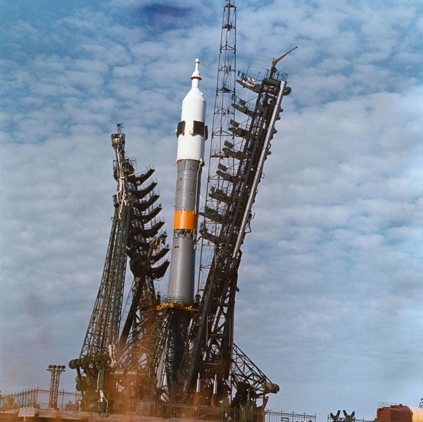 La fusée Soyuz avant son lancement