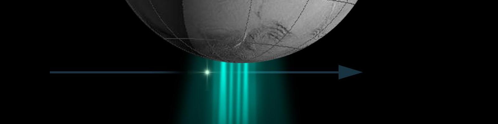 Infographie montrant les geysers sur Enceladus