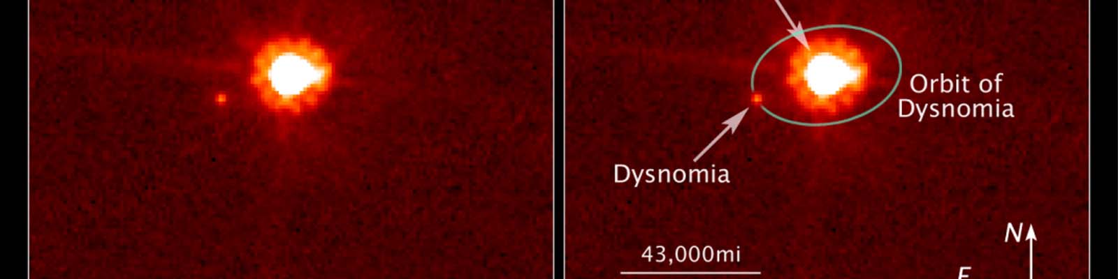 Eris et sa lune Dysnomia par Hubble Space Telescope