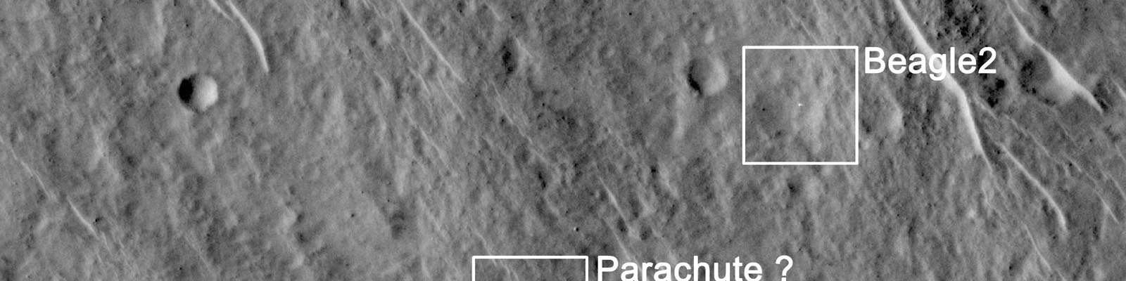 Zone d'impact sur la planète Mars de l'atterrisseur britannique Beagle 2