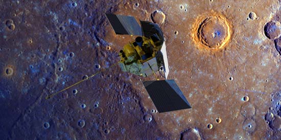 Illustration du survol de Mercure par la sonde MESSENGER