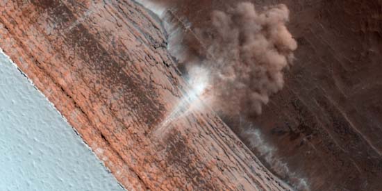 Avalanches sur la planète Mars