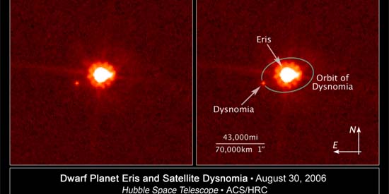 Eris et sa lune Dysnomia par Hubble Space Telescope