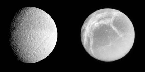 Tethys et Dione par la sonde Cassini