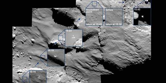 Image composite de la descente de Philae vers la comète 67P/Churyumov-Gerasimenko